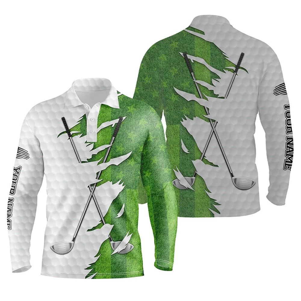 Golf Polo shirts, Green Golf Grass Men Golf Polo Shirts Custom Golf Clubs Performance Shirts Golf Outfit Men