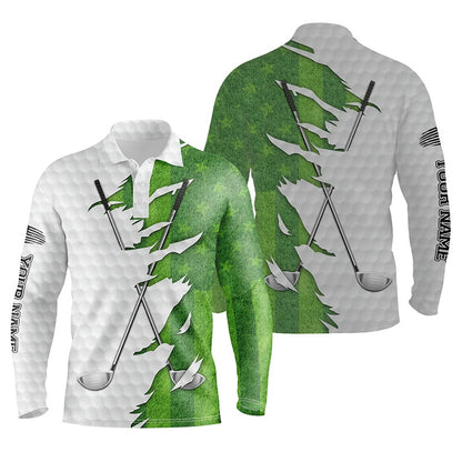 Golf Polo shirts, Green Golf Grass Men Golf Polo Shirts Custom Golf Clubs Performance Shirts Golf Outfit Men