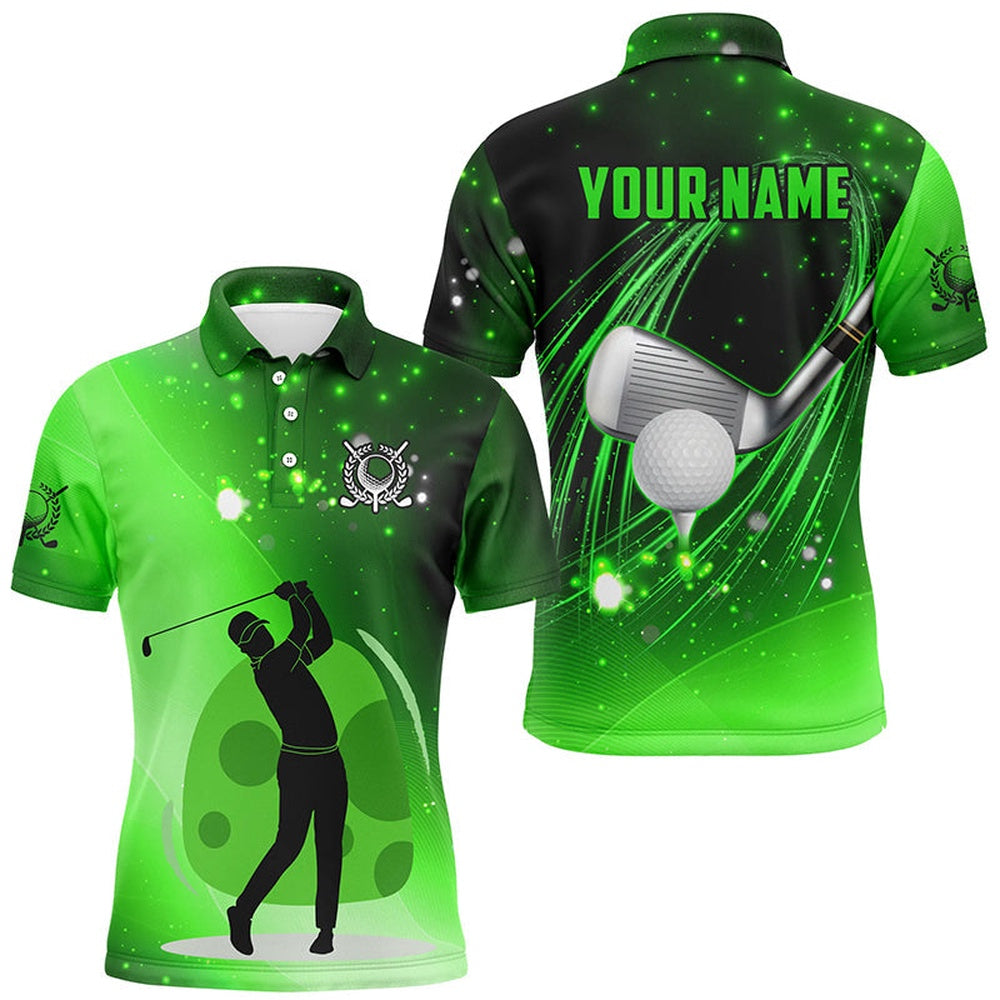Golf Polo shirts, Green Light Golf Ball Clubs Mens Golf Polo Shirts Custom Golf Outfits For Men