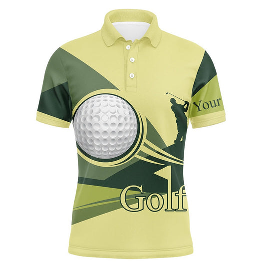 Golf Polo shirts, Green Mens Golf Polo Shirts Golf Balls Custom Name Golf Shirts For Men, Gift For Golf Lovers