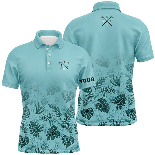 Golf Polo shirts, Green Tropical Mens Golf Polo Shirts Custom Funny Mens Golf Shirts
