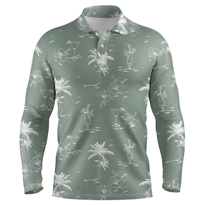 Golf Polo shirts, Green Tropical Summer Pattern Mens Golf Polo Shirts, Team Golf Tees For Mens Gifts For Golf Lovers