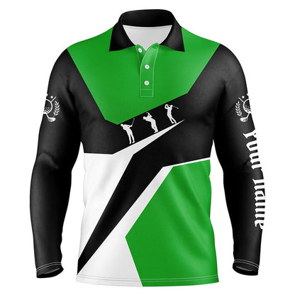 Golf Polo shirts, Green, White And Black Mens Golf Polo Shirts Custom Golf Sport Team Polo Shirts, Best Mens Golf Wear