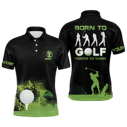 Golf Polo shirts, Grunge Graphic Mens Golf Polo Shirt, Green Wet Paint Black Golf Shirts For Men, Best Golf Gifts
