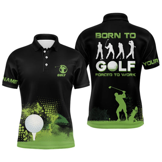 Golf Polo shirts, Grunge Graphic Mens Golf Polo Shirt, Green Wet Paint Black Golf Shirts For Men, Best Golf Gifts