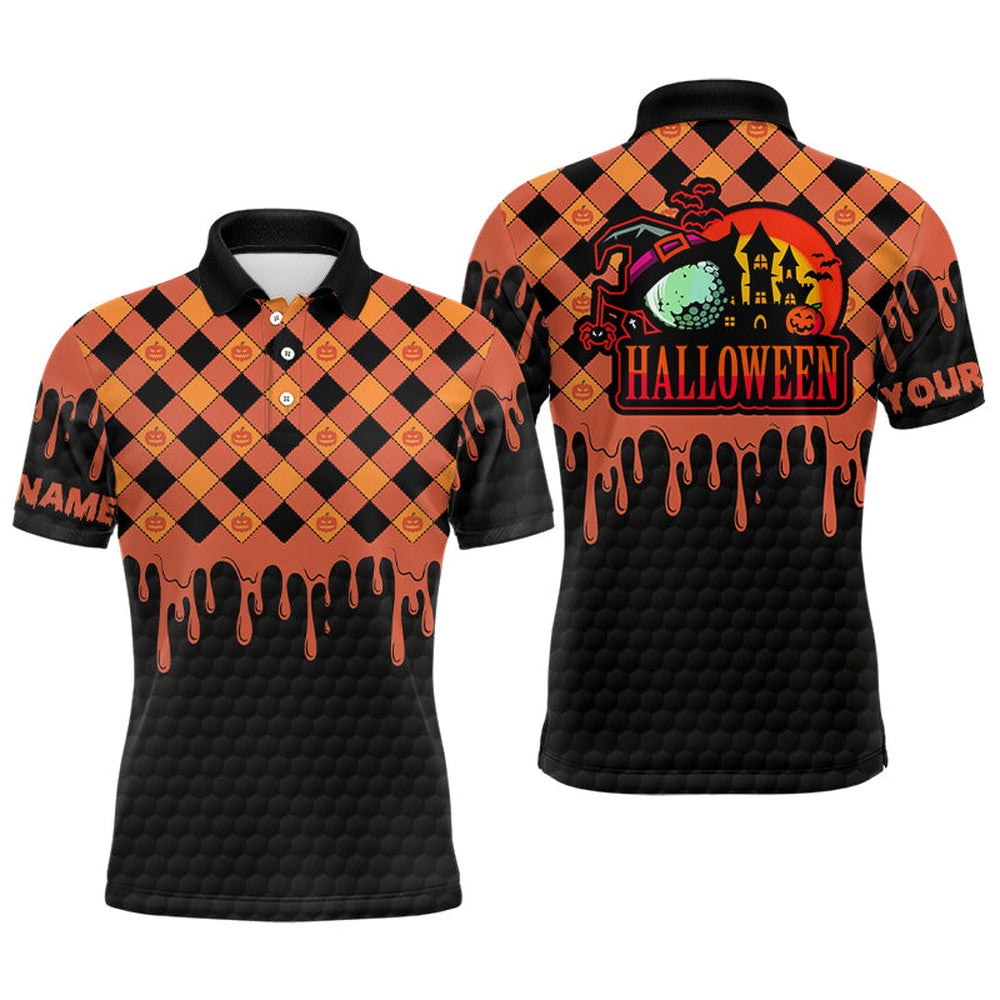 Golf Polo shirts, Halloween Mens Golf Polo Shirt, Custom Name Halloween Golf Shirts For Men, Funny Golf Gifts