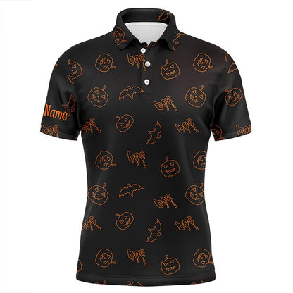 Golf Polo shirts, Halloween Pumpkin Pattern Custom Mens Golf Polo Shirts, Halloween Golf Gifts For Men