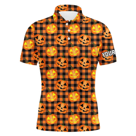 Golf Polo shirts, Halloween Pumpkin Seamless Orange Mens Golf Polo Shirts Custom Golf Shirts For Men Golf Gifts