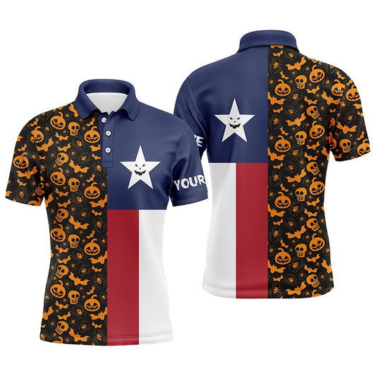 Golf Polo shirts, Halloween Texas Flag Mens Golf Polo Shirt, Funny Texas Shirt For Halloween, Best Golf Gifts