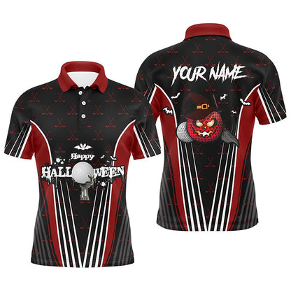 Golf Polo shirts, Happy Halloween Mens Golf Polo Shirts Custom Red Black Golf Shirts For Men, Crazy Golf Gifts