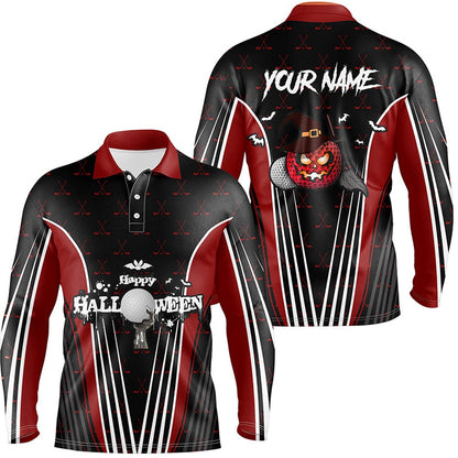Golf Polo shirts, Happy Halloween Mens Golf Polo Shirts Custom Red Black Golf Shirts For Men, Crazy Golf Gifts