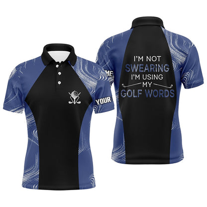 Golf Polo shirts, I'M Not Swearing I'M Using My Golf Words Navy Blue Seamless Men Golf Polo Shirt, Golf Shirts For Men