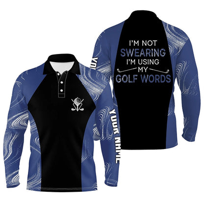 Golf Polo shirts, I'M Not Swearing I'M Using My Golf Words Navy Blue Seamless Men Golf Polo Shirt, Golf Shirts For Men