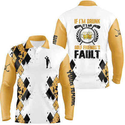 Golf Polo shirts, If I'M Drunk It'S My Golf Friends' Fault Beer Mens Polo Shirts Argyle Golf Shirts For Men