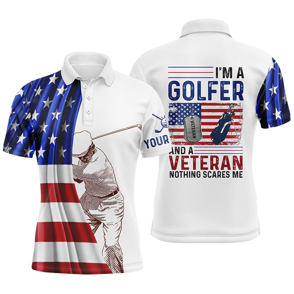 Golf Polo shirts, Im A Golfer And A Veteran American Flag Mens Golf Polo Shirt Custom Patriotic Golf Tops For Men