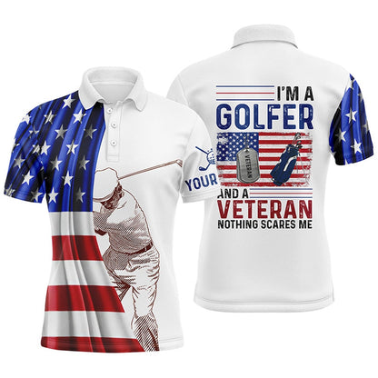 Golf Polo shirts, Im A Golfer And A Veteran American Flag Mens Golf Polo Shirt Custom Patriotic Golf Tops For Men