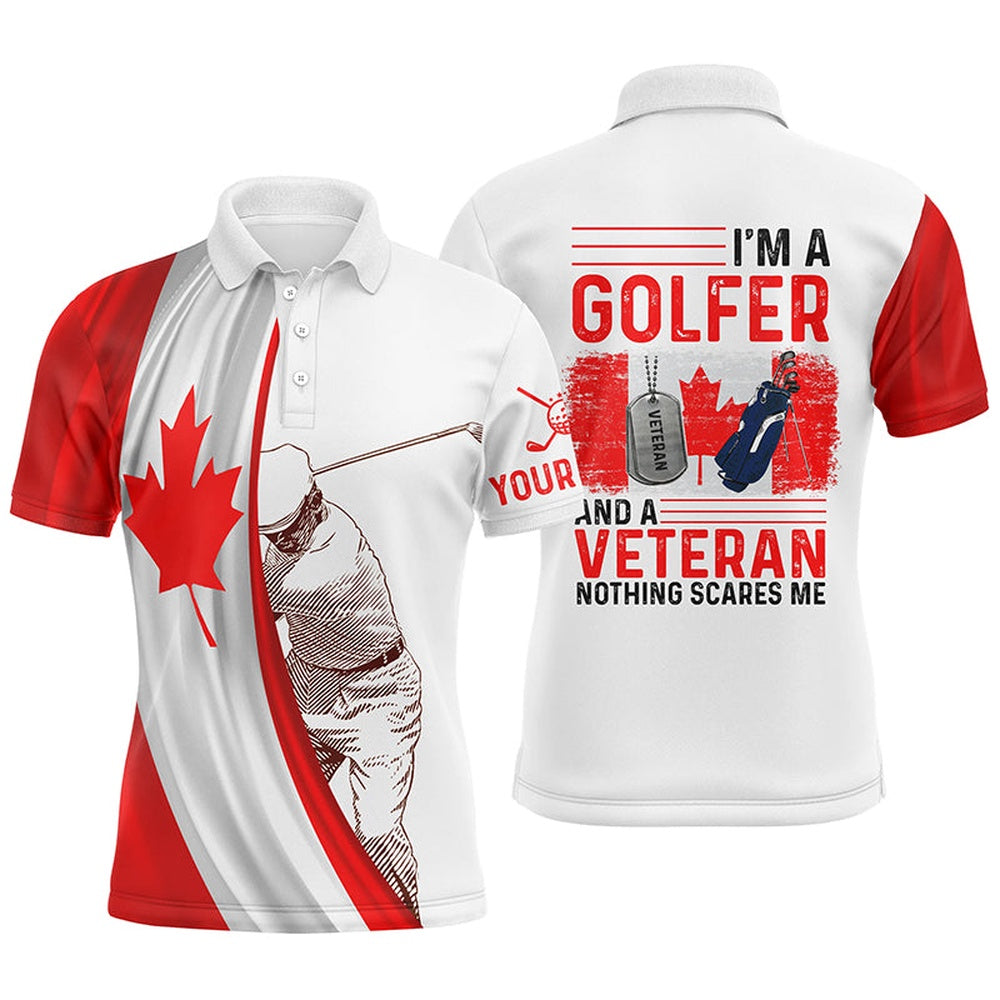 Golf Polo shirts, Im A Golfer And A Veteran Canada Flag Mens Golf Polo Shirt Custom Patriotic Golf Tops For Men