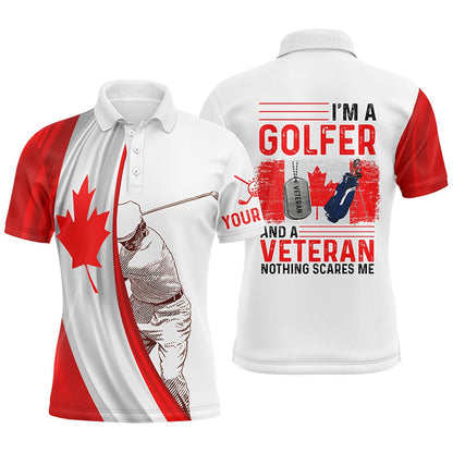 Golf Polo shirts, Im A Golfer And A Veteran Canada Flag Mens Golf Polo Shirt Custom Patriotic Golf Tops For Men
