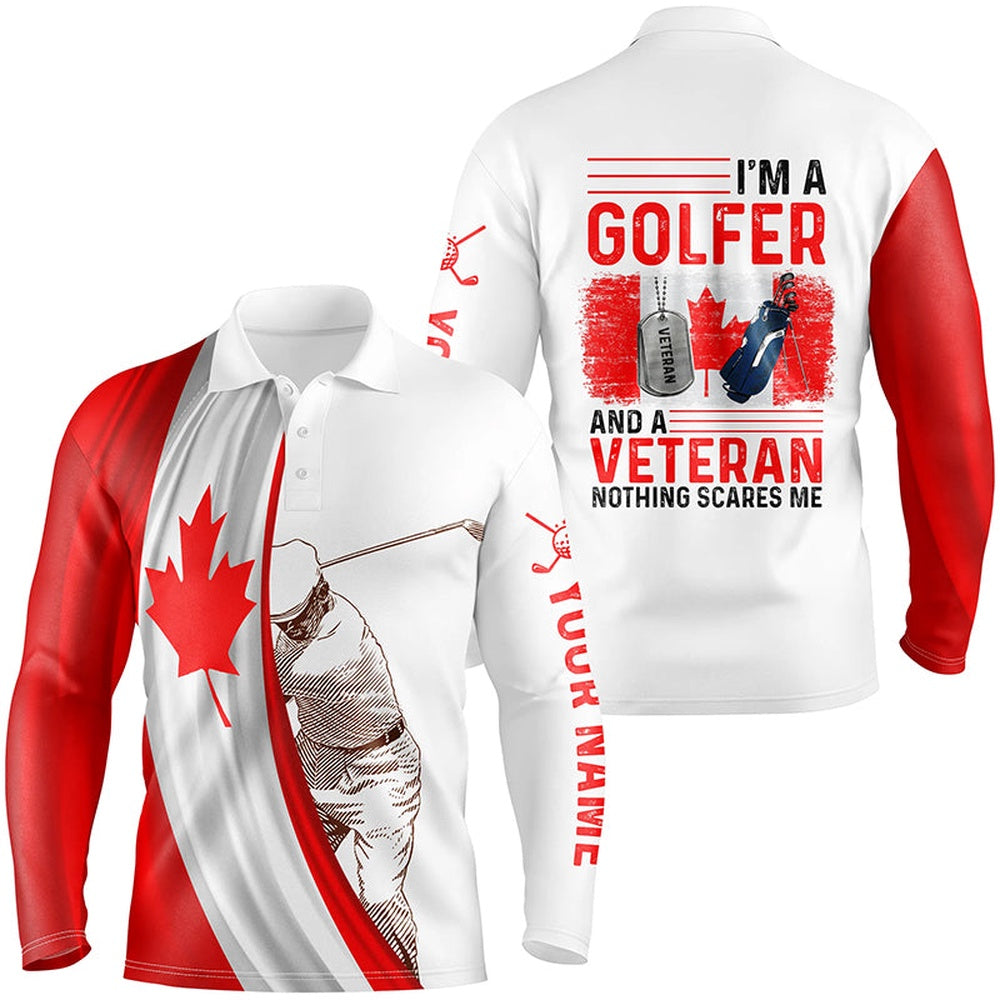 Golf Polo shirts, Im A Golfer And A Veteran Canada Flag Mens Golf Polo Shirt Custom Patriotic Golf Tops For Men