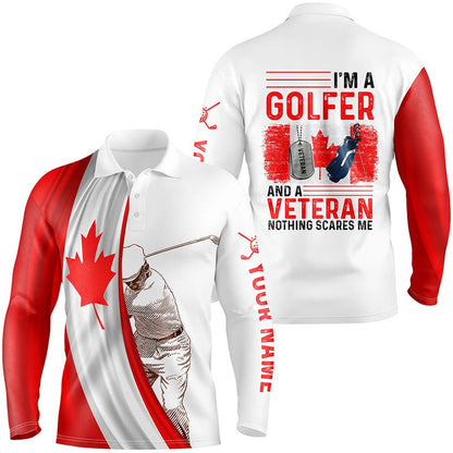 Golf Polo shirts, Im A Golfer And A Veteran Canada Flag Mens Golf Polo Shirt Custom Patriotic Golf Tops For Men