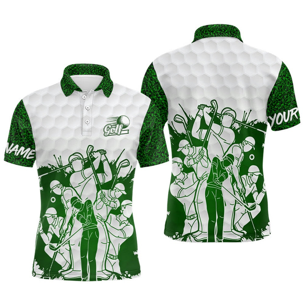 Golf Polo shirts, King Of The Green Mens Golf Polo Shirt, White And Green Golf Shirts For Men, Cool Gifts For Golfers