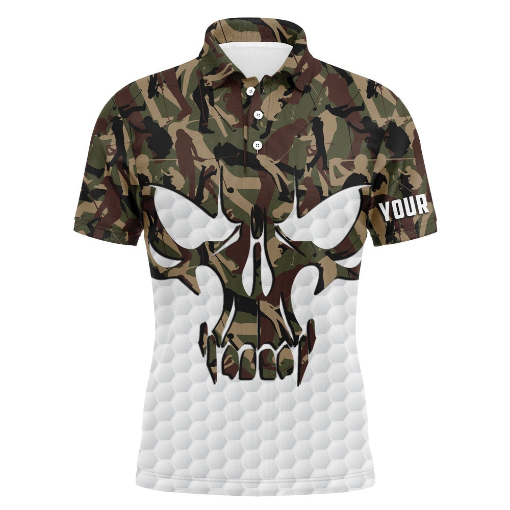 Golf Polo shirts, Long Sleeve Camo Golf Skull Polo Shirts For Men Custom Golf Shirts, Gifts For Golf Lovers
