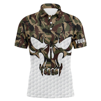 Golf Polo shirts, Long Sleeve Camo Golf Skull Polo Shirts For Men Custom Golf Shirts, Gifts For Golf Lovers