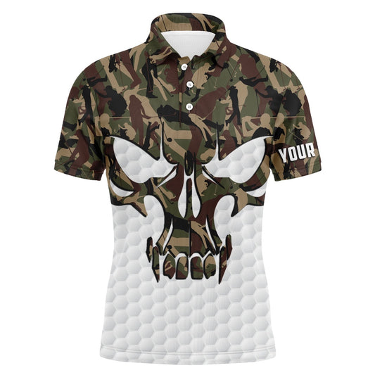 Golf Polo shirts, Long Sleeve Camo Golf Skull Polo Shirts For Men Custom Golf Shirts, Gifts For Golf Lovers