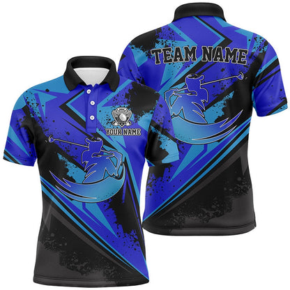 Golf Polo shirts, Men Golf Polo Shirt Custom Blue Camo Black Male Golf Attire For Men For Men