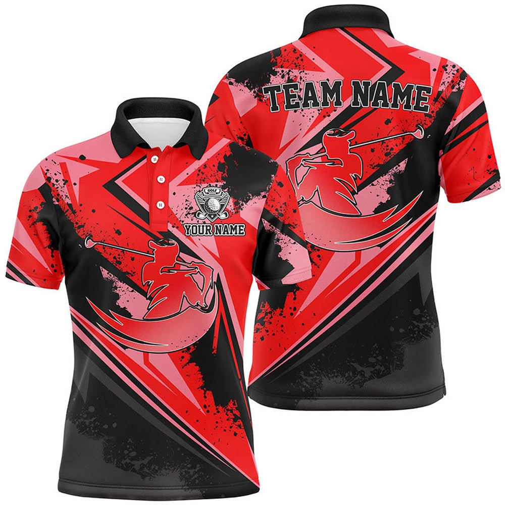 Golf Polo shirts, Men Golf Polo Shirt Custom Red Camo Green Male Golf Attire For Men For Men