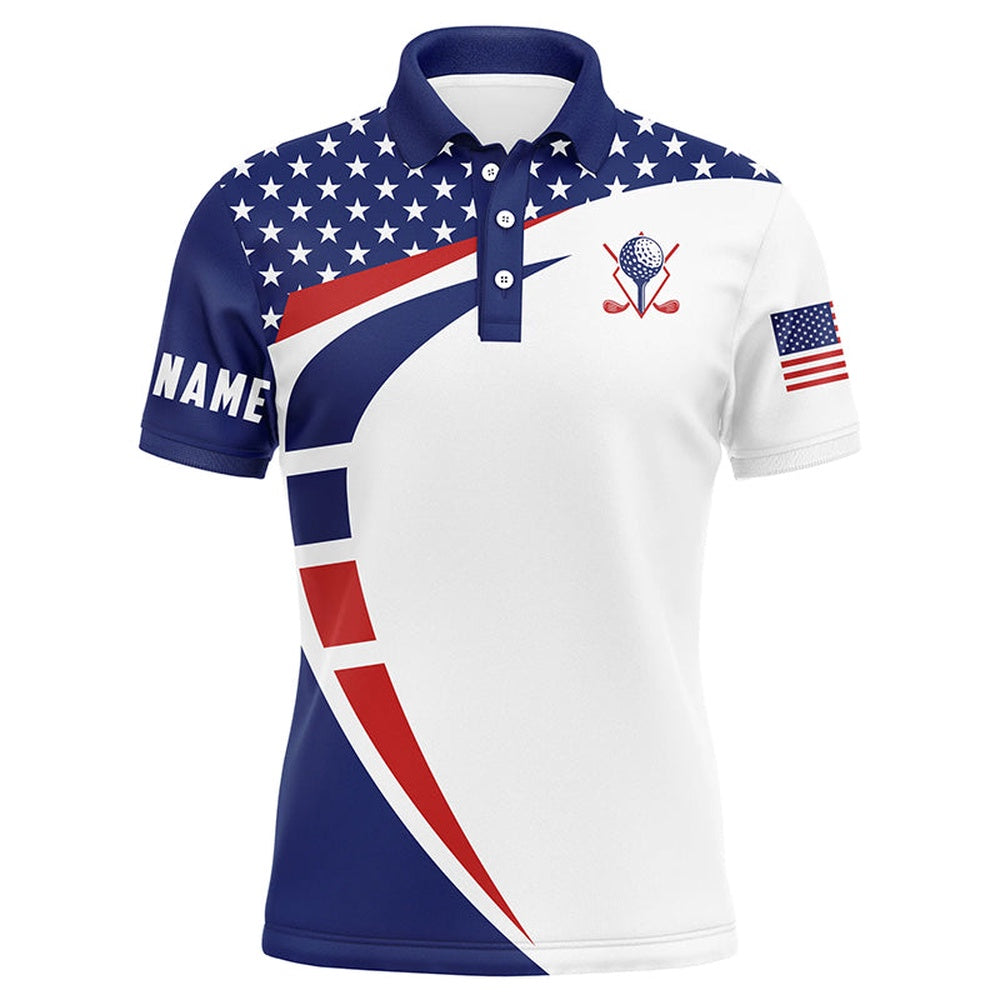 Golf Polo shirts, Men Golf Polo Shirts American Flag Custom Patriotic Golf Clubs Red, White, And Blue Golf Shirt For Men