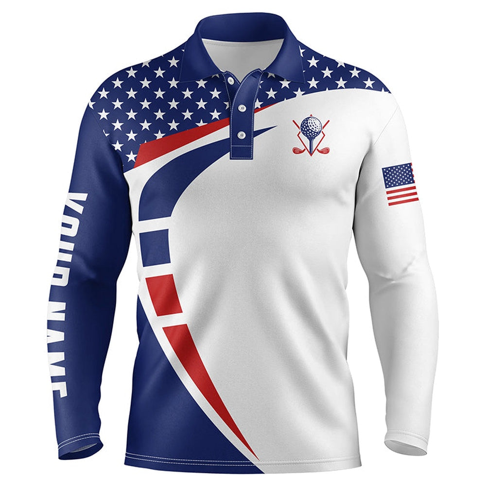 Golf Polo shirts, Men Golf Polo Shirts American Flag Custom Patriotic Golf Clubs Red, White, And Blue Golf Shirt For Men