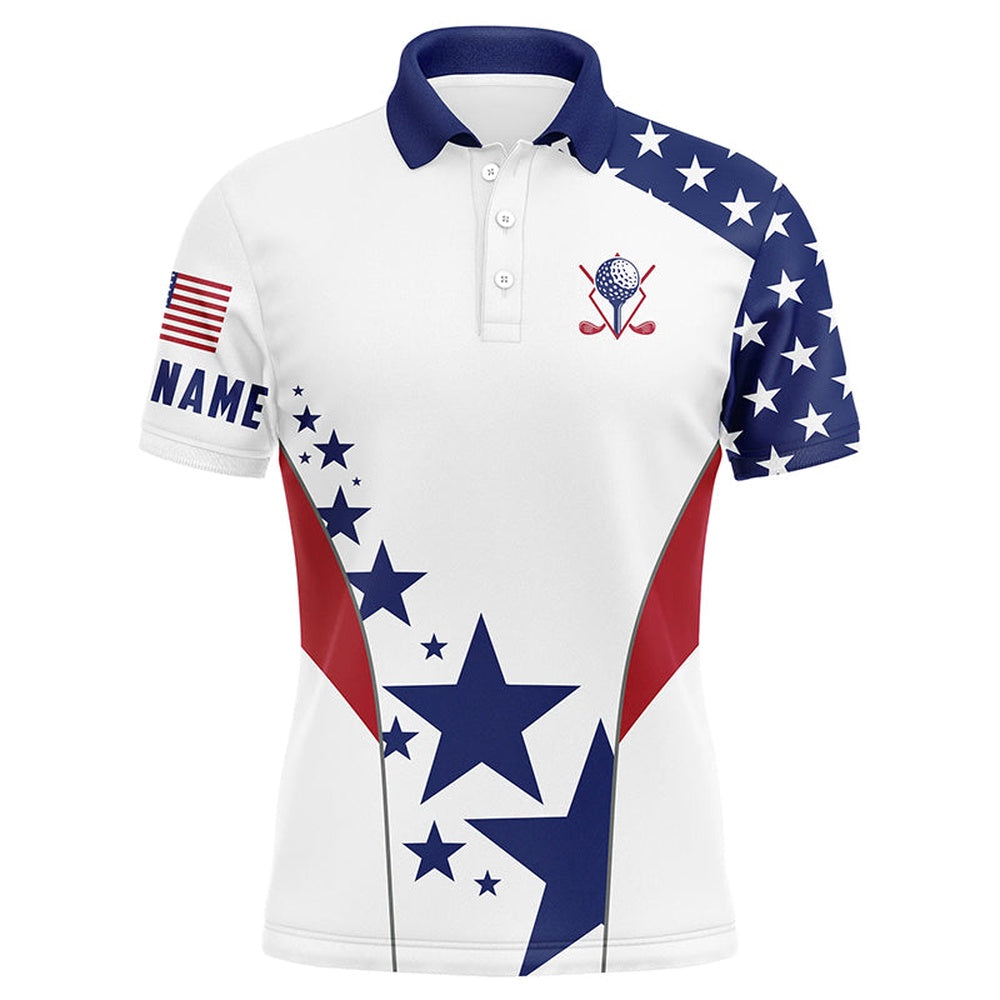 Golf Polo shirts, Men Golf Polo Shirts American Flag Custom Patriotic Red, White, And Blue Golf Shirt For Men Golf Wears