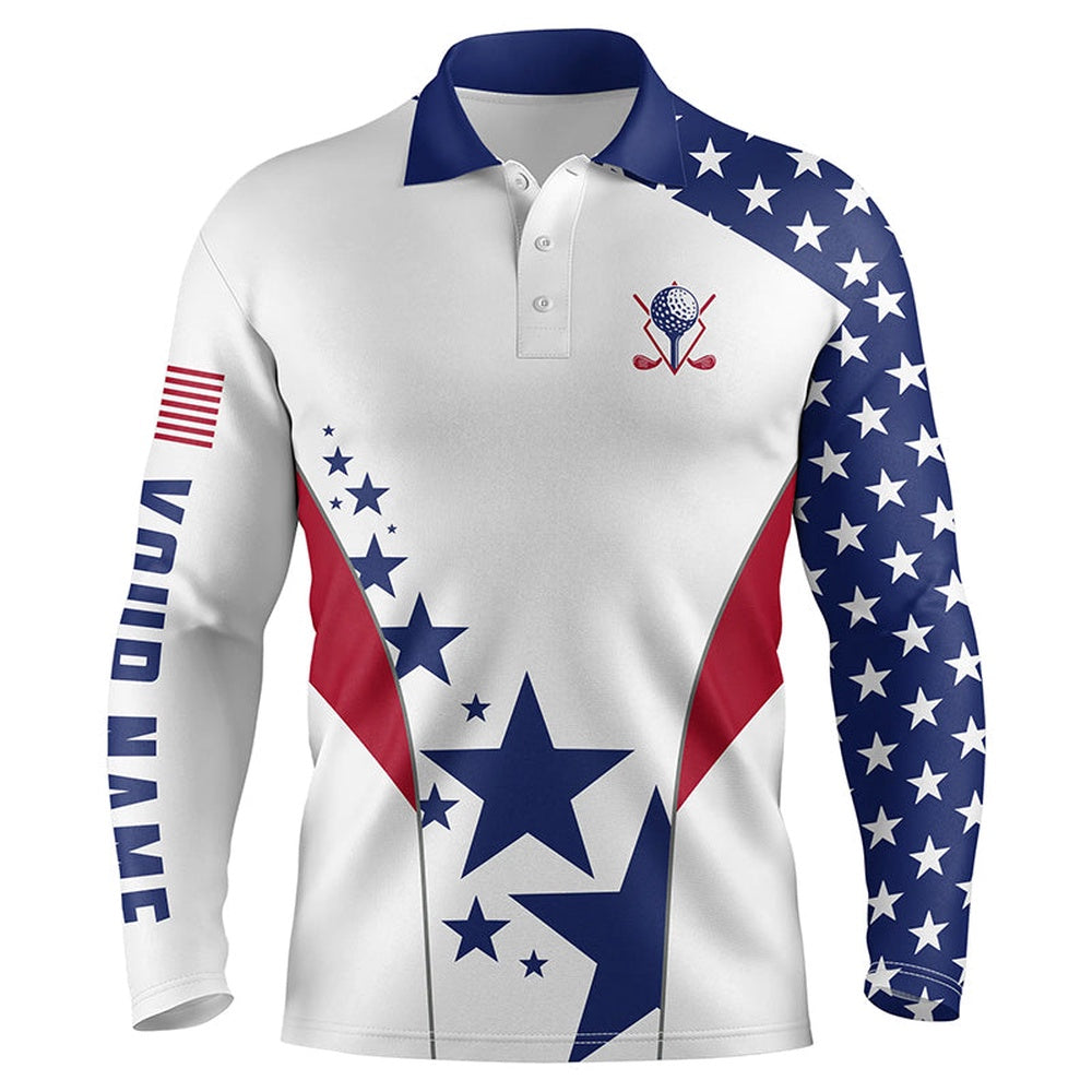 Golf Polo shirts, Men Golf Polo Shirts American Flag Custom Patriotic Red, White, And Blue Golf Shirt For Men Golf Wears