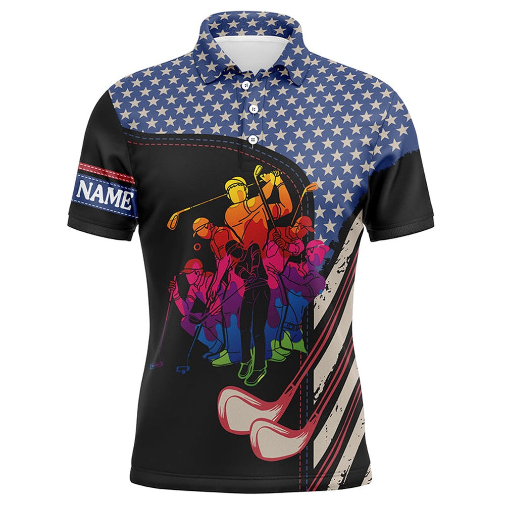Golf Polo shirts, Men Golf Polo Shirts American Flag Golf Clubs Custom Team Golf Polo Shirts