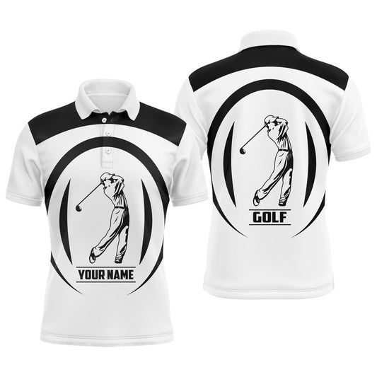 Golf Polo shirts, Men Golf Polo Shirts Black And White Golfer Custom Name Best Mens Golf Wear, Gifts For The Golfer
