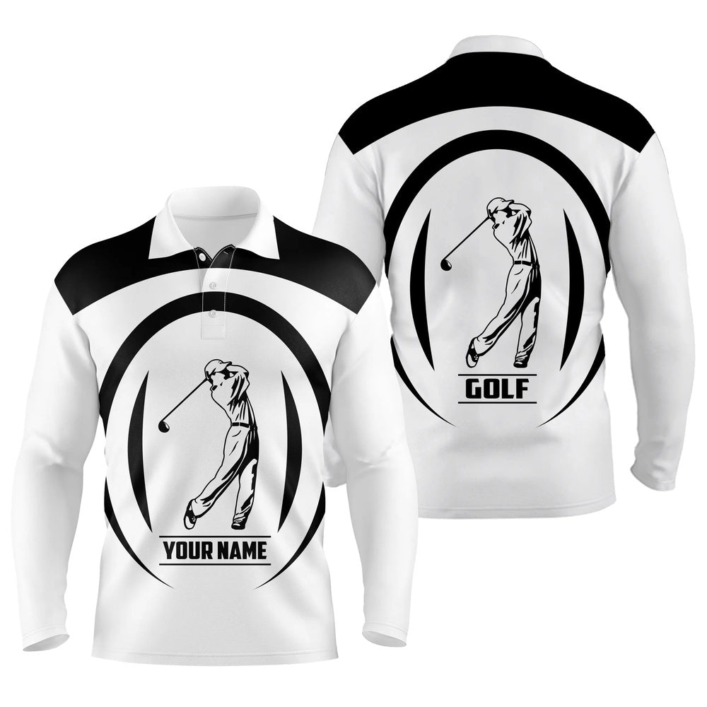 Golf Polo shirts, Men Golf Polo Shirts Black And White Golfer Custom Name Best Mens Golf Wear, Gifts For The Golfer