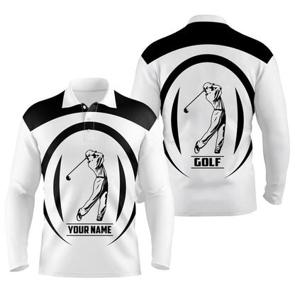 Golf Polo shirts, Men Golf Polo Shirts Black And White Golfer Custom Name Best Mens Golf Wear, Gifts For The Golfer