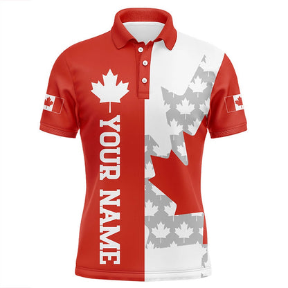 Golf Polo shirts, Men Golf Polo Shirts Canadian Flag Custom Patriotic Red Maple Leaf White Golf Wears For Men
