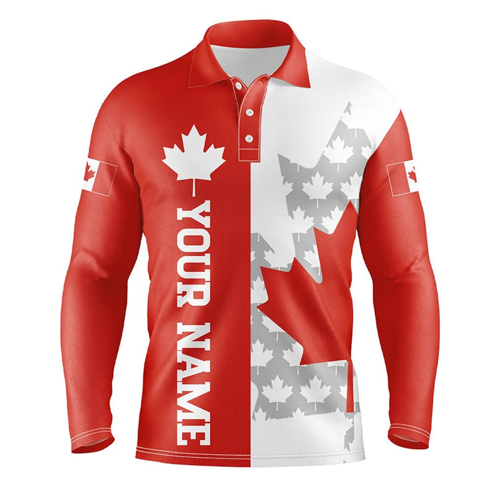 Golf Polo shirts, Men Golf Polo Shirts Canadian Flag Custom Patriotic Red Maple Leaf White Golf Wears For Men