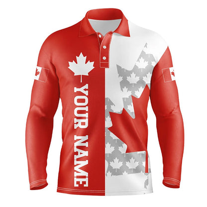 Golf Polo shirts, Men Golf Polo Shirts Canadian Flag Custom Patriotic Red Maple Leaf White Golf Wears For Men