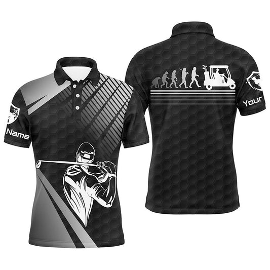 Golf Polo shirts, Men Golf Polo Shirts Custom Name Black Golf Evolution Men Golf Top, Funny Golf Polo Shirts For Men