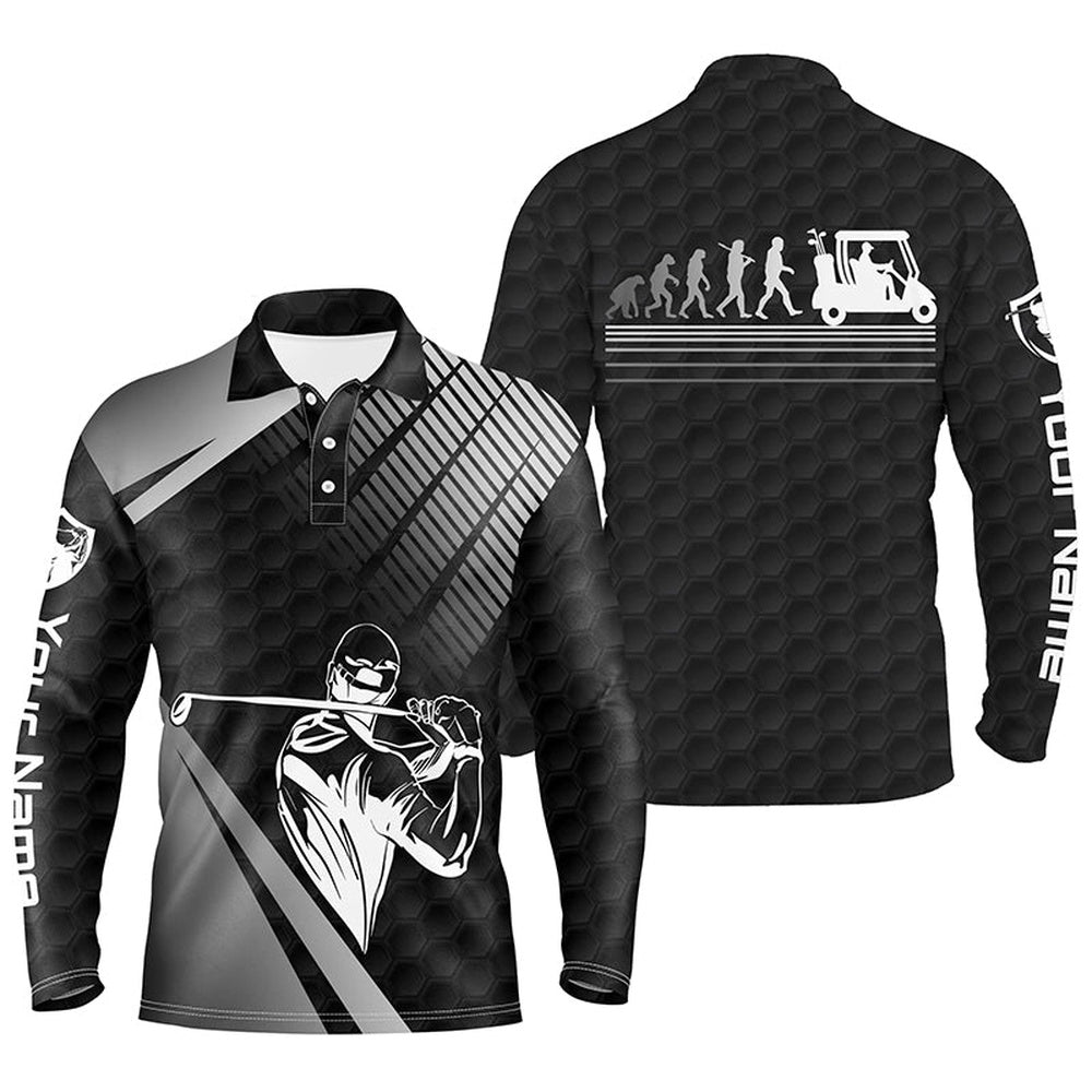 Golf Polo shirts, Men Golf Polo Shirts Custom Name Black Golf Evolution Men Golf Top, Funny Golf Polo Shirts For Men
