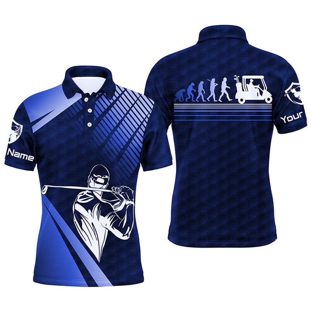 Golf Polo shirts, Men Golf Polo Shirts Custom Name Blue Golf Evolution Men Golf Top, Funny Golf Polo Shirts For Mens