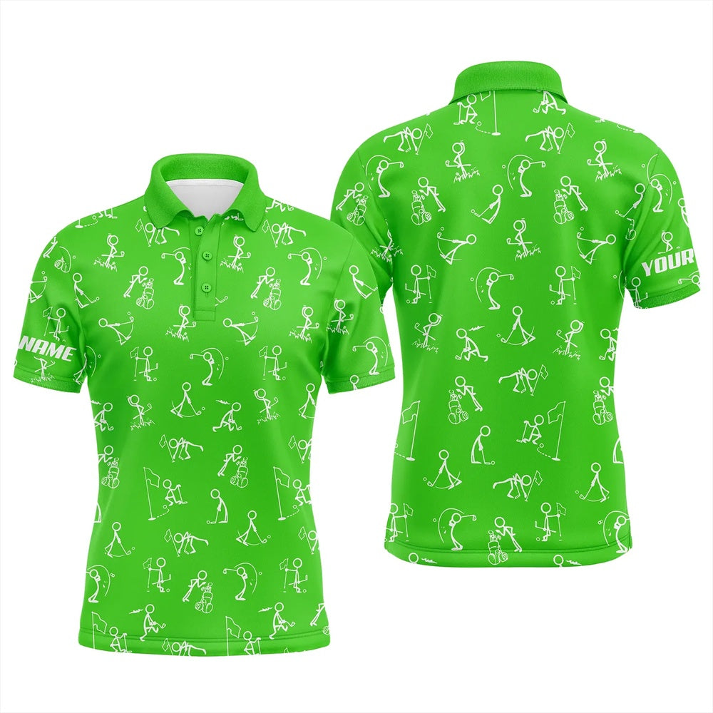 Golf Polo shirts, Men Golf Polo Shirts Custom Name Funny Golf Pattern Green Polo Shirt Best Mens Golf Wear