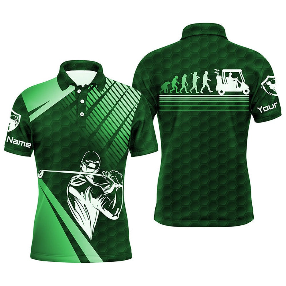 Golf Polo shirts, Men Golf Polo Shirts Custom Name Green Golf Evolution Men Golf Top, Funny Golf Polo Shirts For Mens