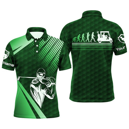 Golf Polo shirts, Men Golf Polo Shirts Custom Name Green Golf Evolution Men Golf Top, Funny Golf Polo Shirts For Mens