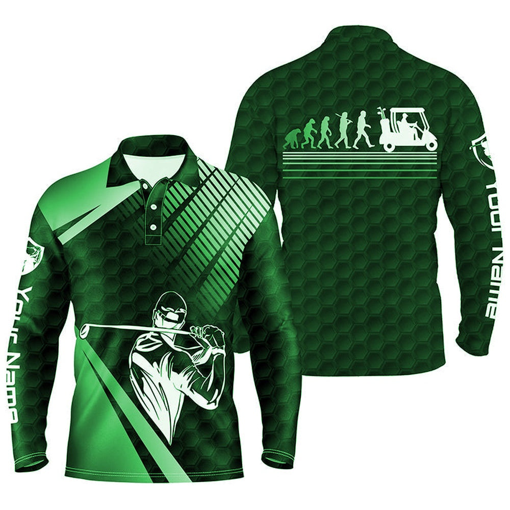 Golf Polo shirts, Men Golf Polo Shirts Custom Name Green Golf Evolution Men Golf Top, Funny Golf Polo Shirts For Mens