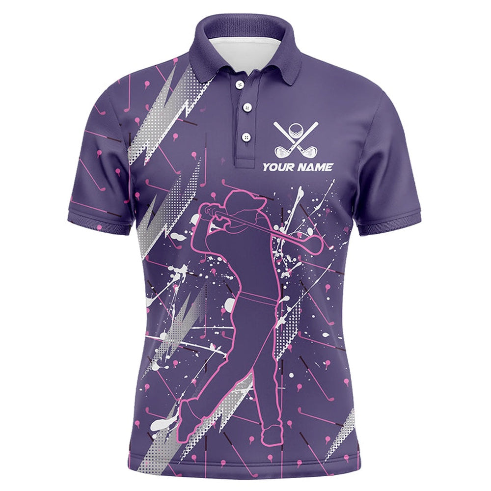 Golf Polo shirts, Men Golf Polo Shirts Custom Purple Camo Cool Golf Shirts For Men For Men