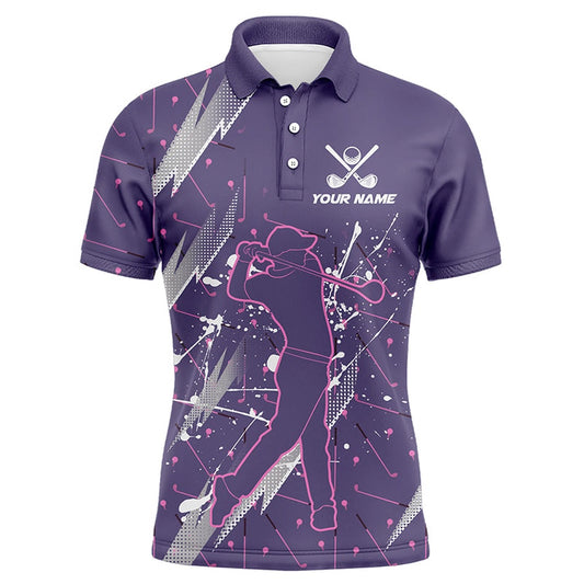 Golf Polo shirts, Men Golf Polo Shirts Custom Purple Camo Cool Golf Shirts For Men For Men